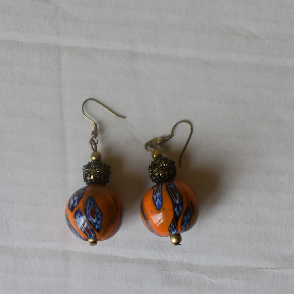 Ceramic Hand Painted Earrings - Picture 2 of 2